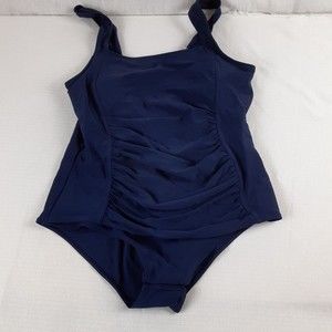 Upopby Womens Full Figure Size 16 One Piece Blue Swimsuit Slimming Tummy Effect